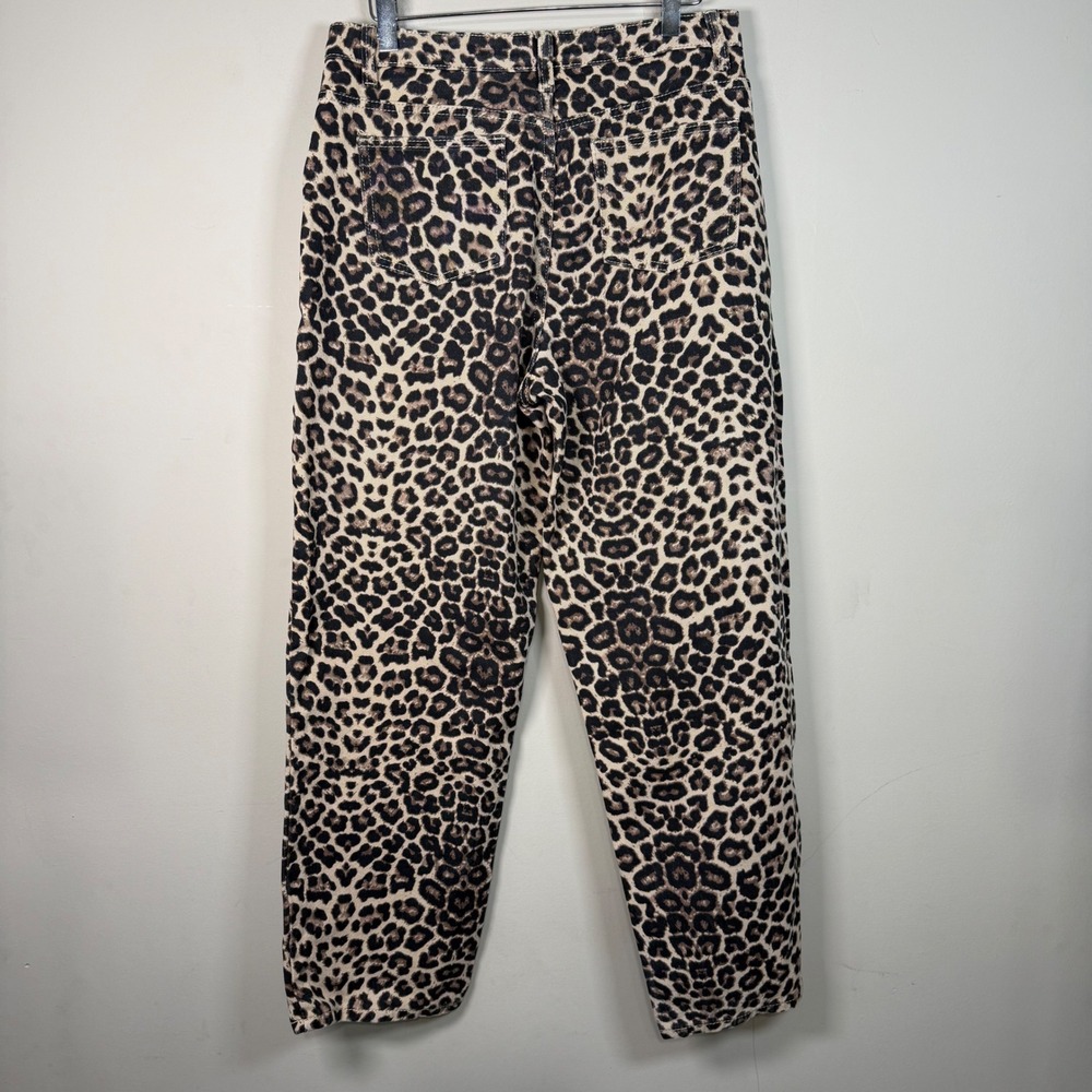 Orange Kiss Essentials 100% Cotton Leopard Mid Rise Straight Leg Jeans Medium - Picture 2 of 10